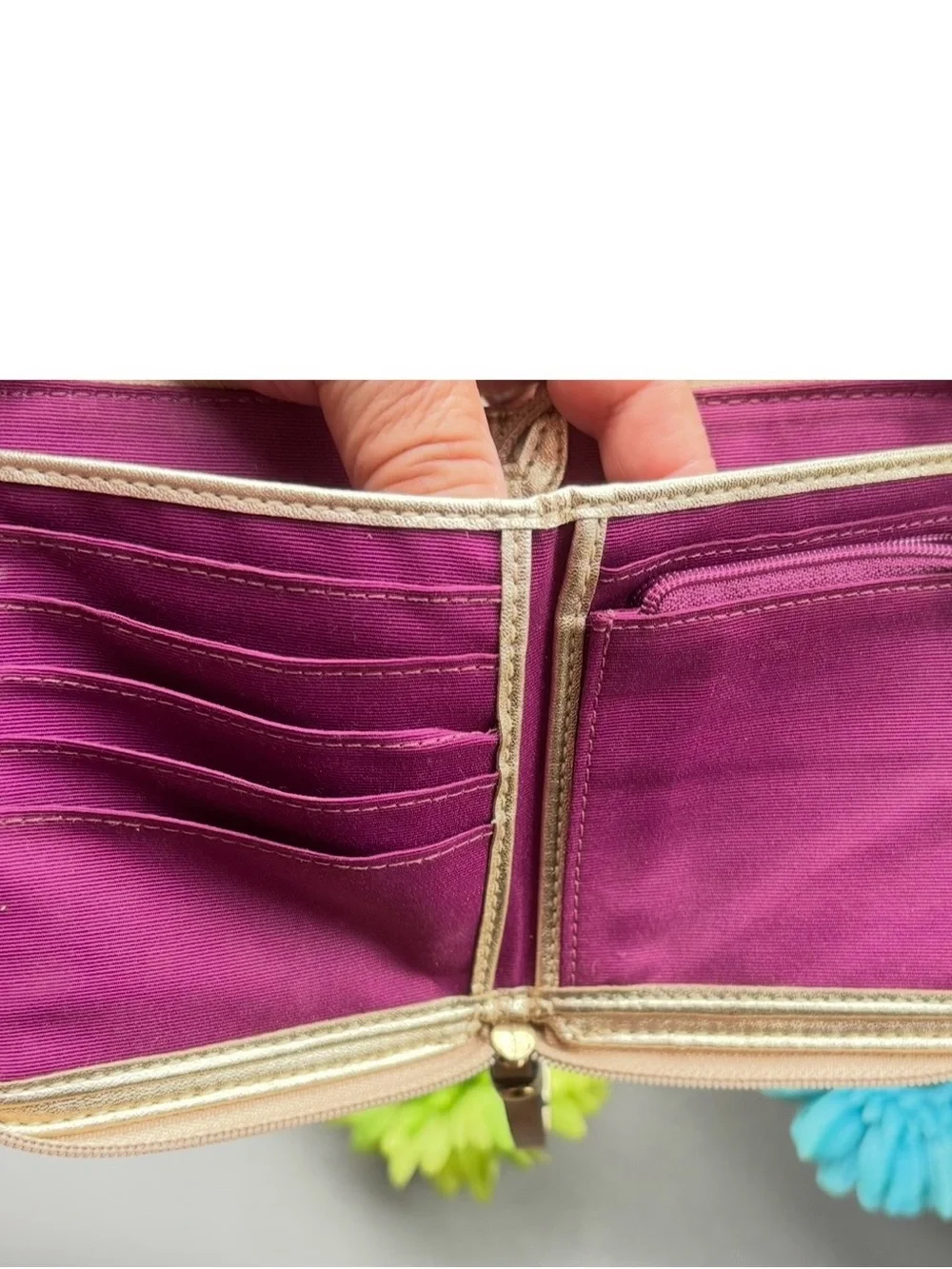 Coach Multicolor Signature 'C' Compact Zip Wallet — Bright Rainbow Print